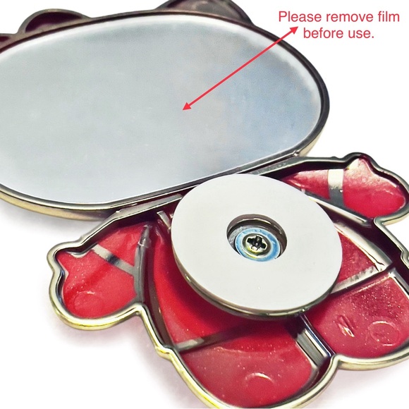 HELLO KITTY Rotatable Foldable Mobile Phone Stand With Mirror Red/Gold - Picture 4 of 8